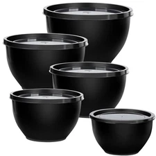 5-Piece Plastic Mixing Bowls with Lids Set for Kitchen, Nesting Bowls for Mixing