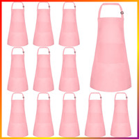 Kinder SchüRze 12Er Set Verstellbar Mit 2 Taschen FüR Kochen Backen Basteln Pink