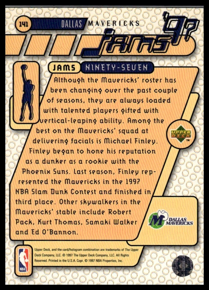 1997-98 Upper Deck #141 Michael Finley - Image 2 of 2