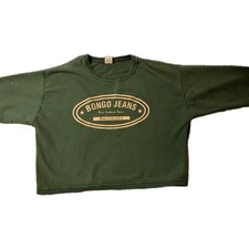 Vintage Army Green 1990s Bongo Crop Sweatshirt Womens Large USA