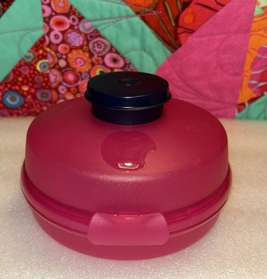 Tupperware BAGEL Keeper ROUND Sandwich LUNCH Box SALAD Container + SMIDGET PINK