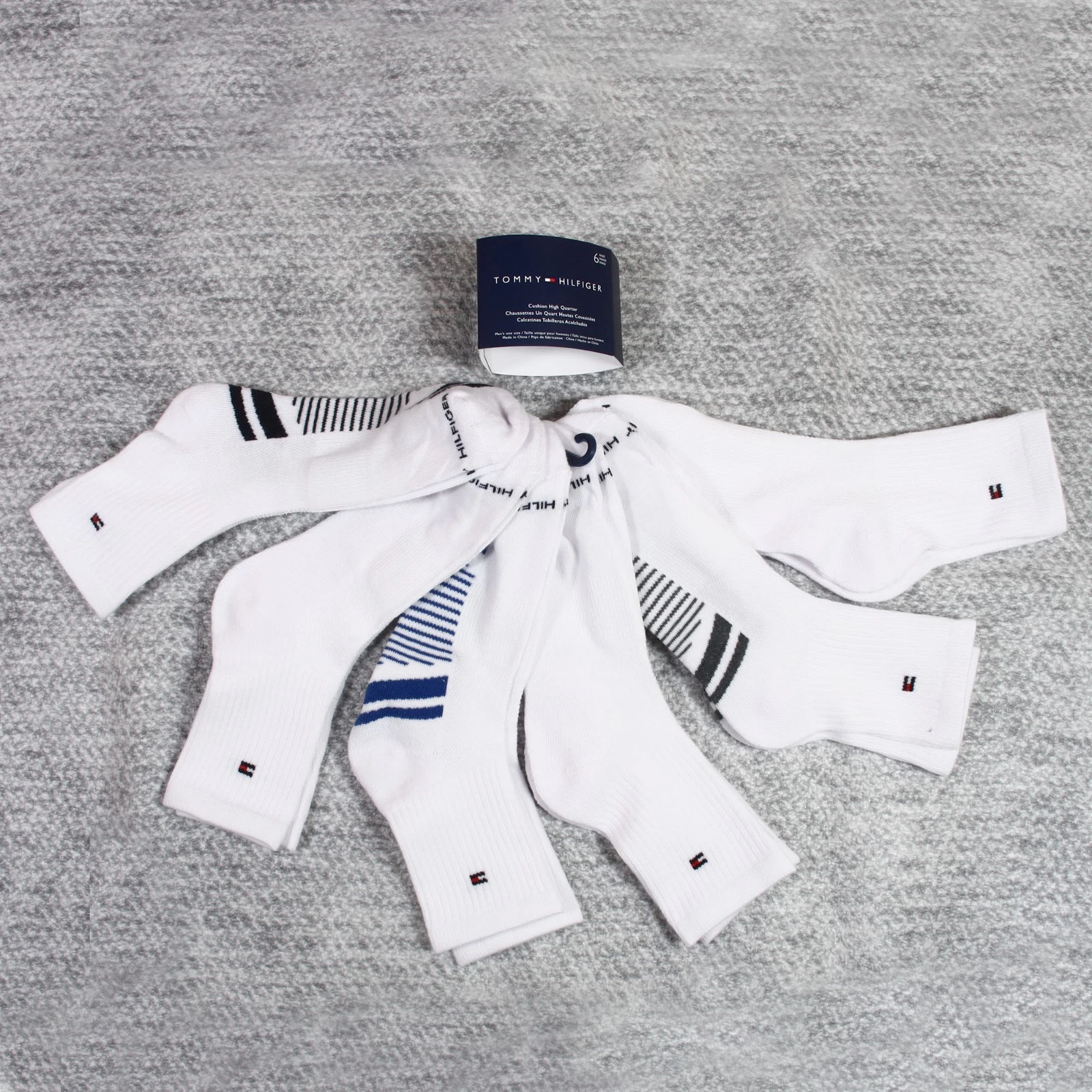 Tommy Hilfiger 6 Pair Cushion High Quarter Cut Socks white size 7-12