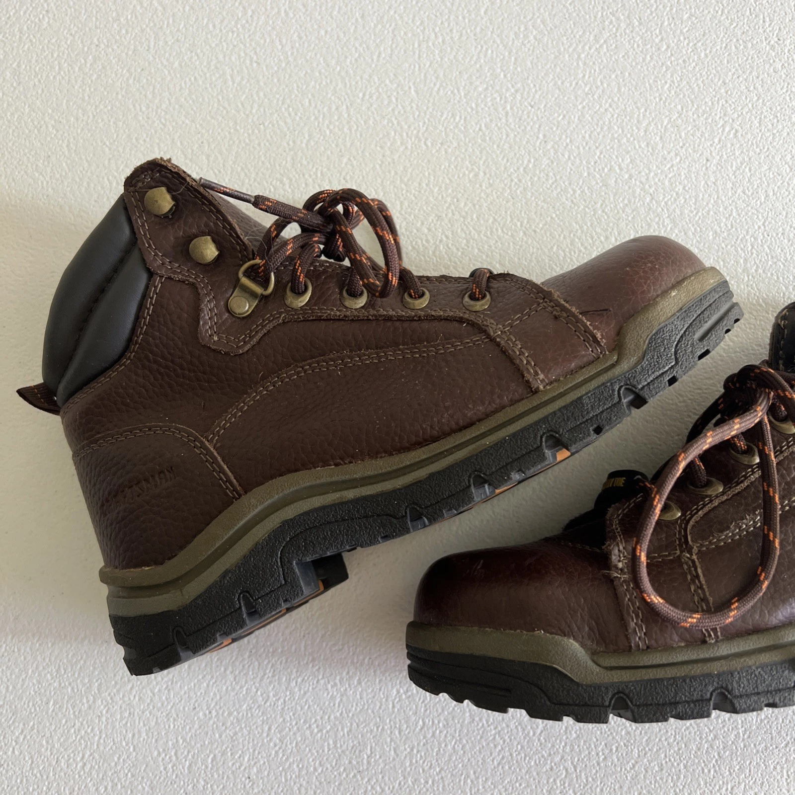 Craftsman Brown Leather Steel Toe Safety Hiking Work Boots Size 6.5