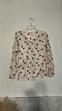 Hanxiner light, pink polkadot button front blouse size small