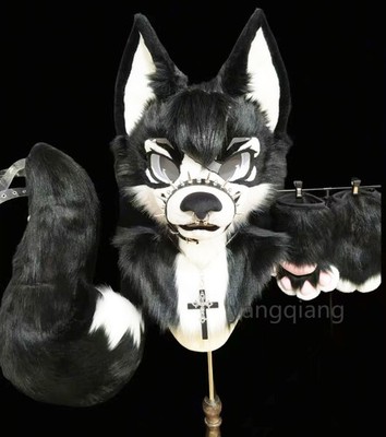 Fursuit Long Fur Husky Fox Mascot Head Party Halloween Fur Cosplay