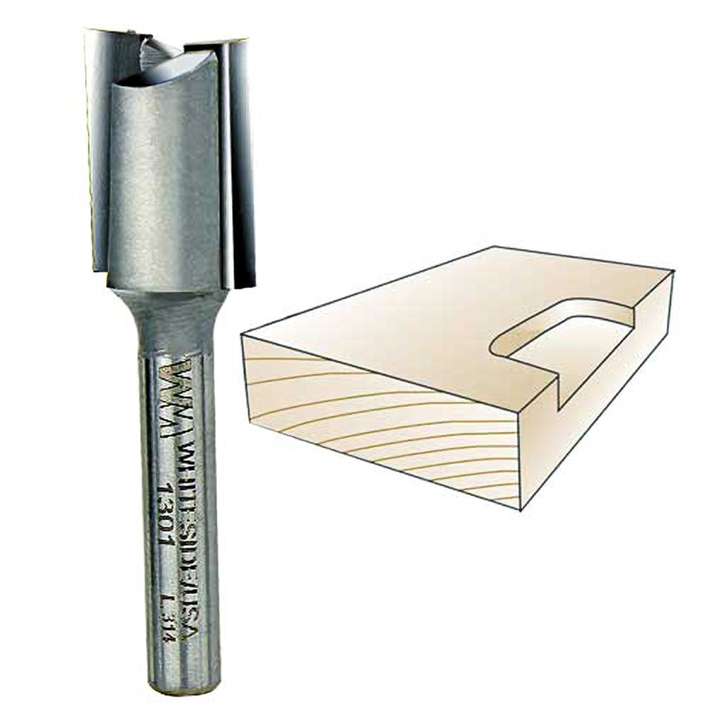 Whiteside Straight Mortising Bit, 1/4 in. SH x 5/8 in. CD x 3/4 in. CL 1301