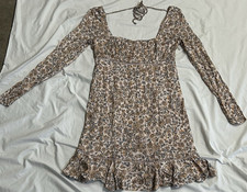 NWT Free People Ivory Combo Floral Ladder Stitched Boheme Mini Dress Size 2