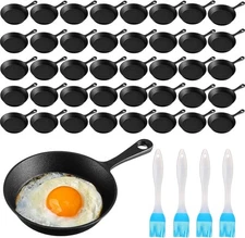 Remerry 40 Sets 4 Inches Cast Iron Skillets Mini Black Nonstick black 