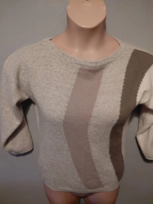 St Micheal Lammwolle UK 10 Angora Nylon Vintage M&S Grannycore 3/4 Arm braun - Bild 1 von 4