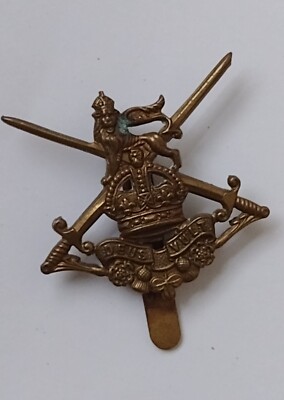 Junior Leader Training Brigade Mützenabzeichen KC ganz Messing 40mm Schieber VINTAGE org