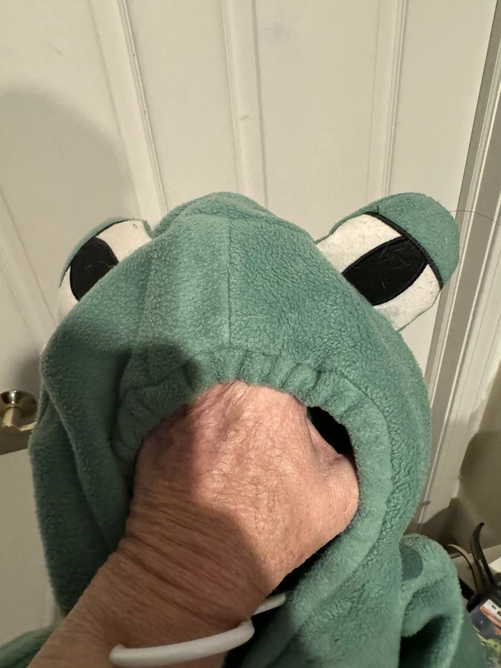 Antiguo Disfraz de Rana Verde Felpa Azul Marino Niño Pequeño Talla 5T Chaqueta con Capucha Solo Foto 3 de 4