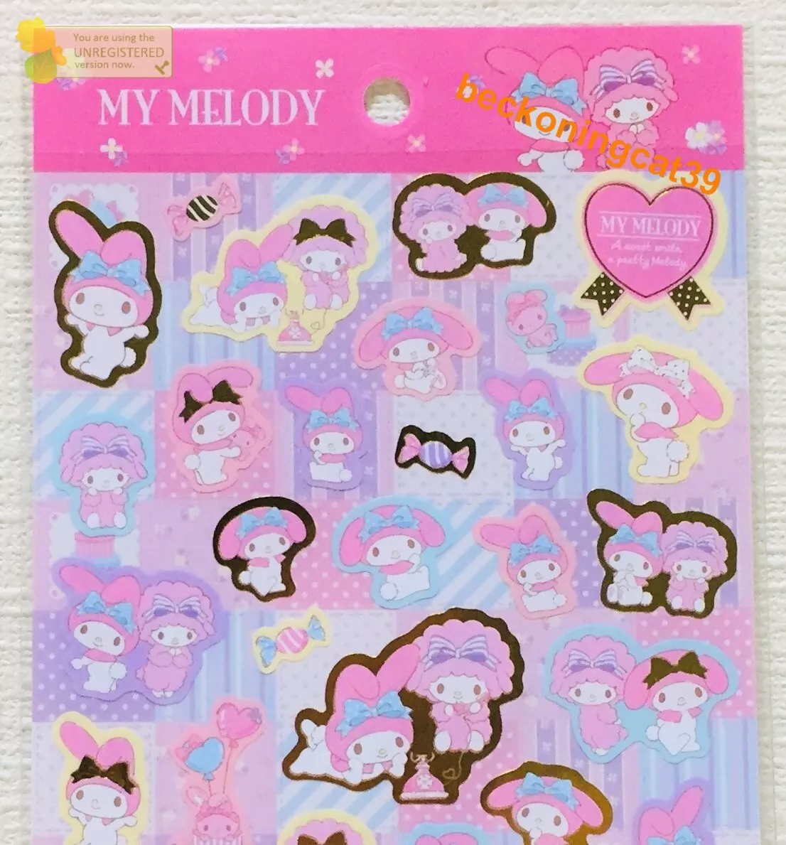 Sanrio Kuromi My Melody Sweet Piano Letter Set Sticker / Made in Japan 2021