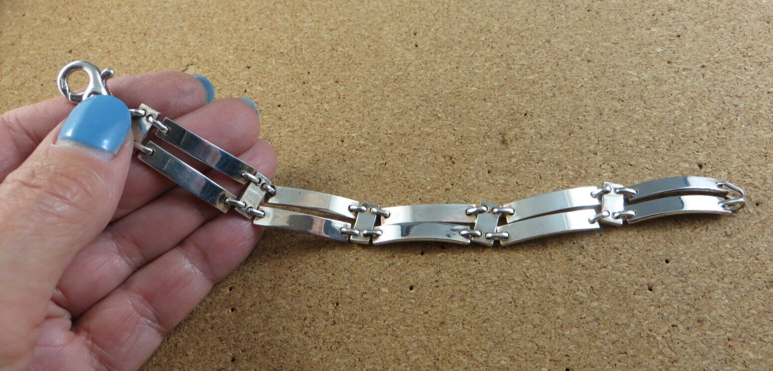 Heavy Sterling Silver Rectangular Panel Double Li… - image 10