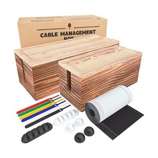 NATURE SUPPLIES  Wood Cable Management Box Dark Brown Set of Two Large  M...