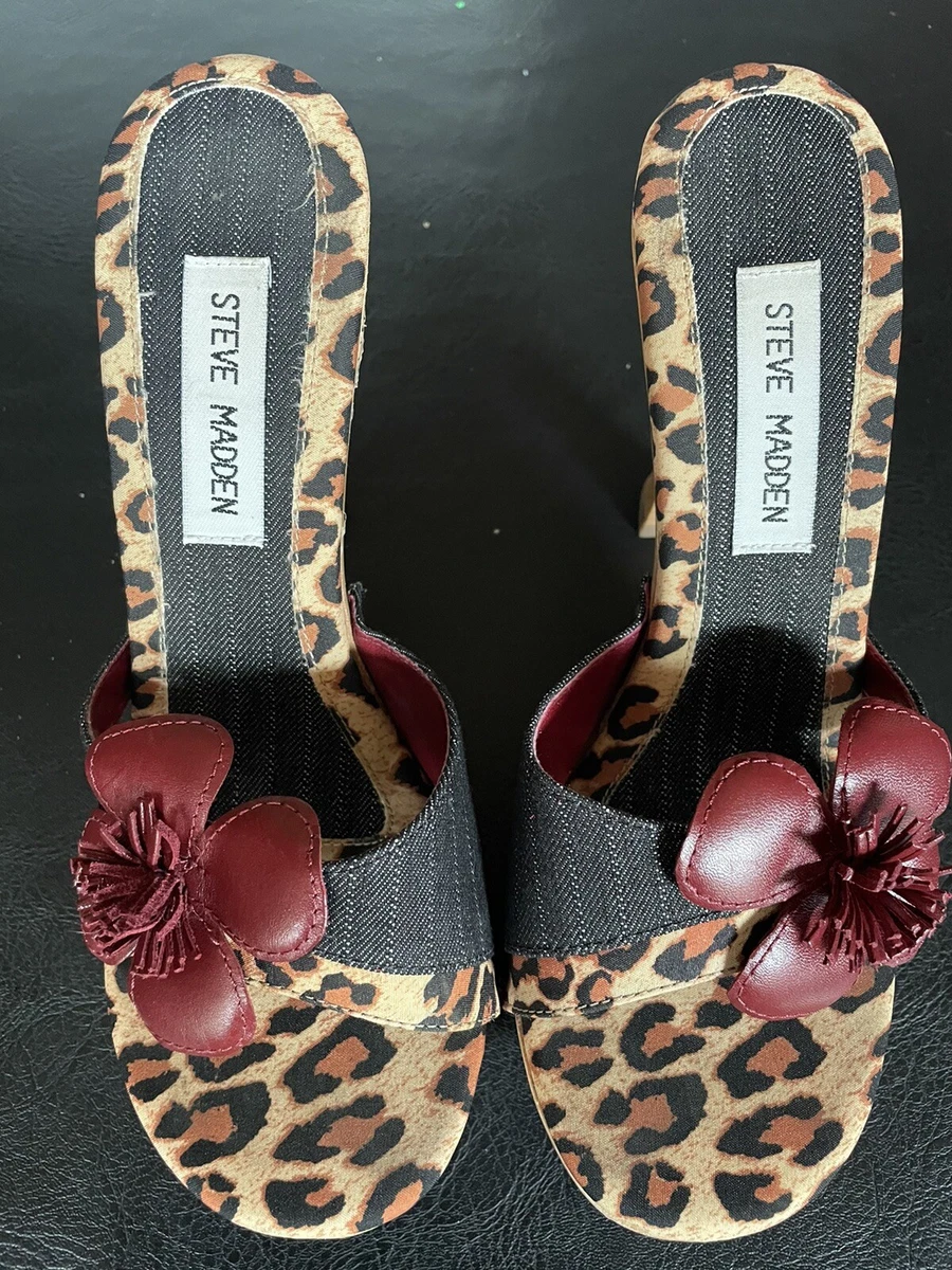 NEW Steve Madden Charoo Platform Heel Leopard w Red Flower Size 7