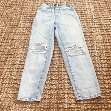 REWASH Brand Jeans Pull-On JOGGER Size XS Distressed Denim Busted Knee Elastic