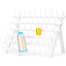 Thread Rack Holder 60 Pegs 10 Long Pegs Bright White Plastic Sewing Stand