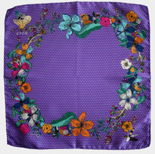 NEW Auth ETON FLORAL DOT Print 100 SILK Pocket Square Handkerchief ITALY