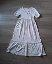 ASOS White Cotton Tiered Embroidered Midi Dress Smock Boho Holiday Blogger UK8