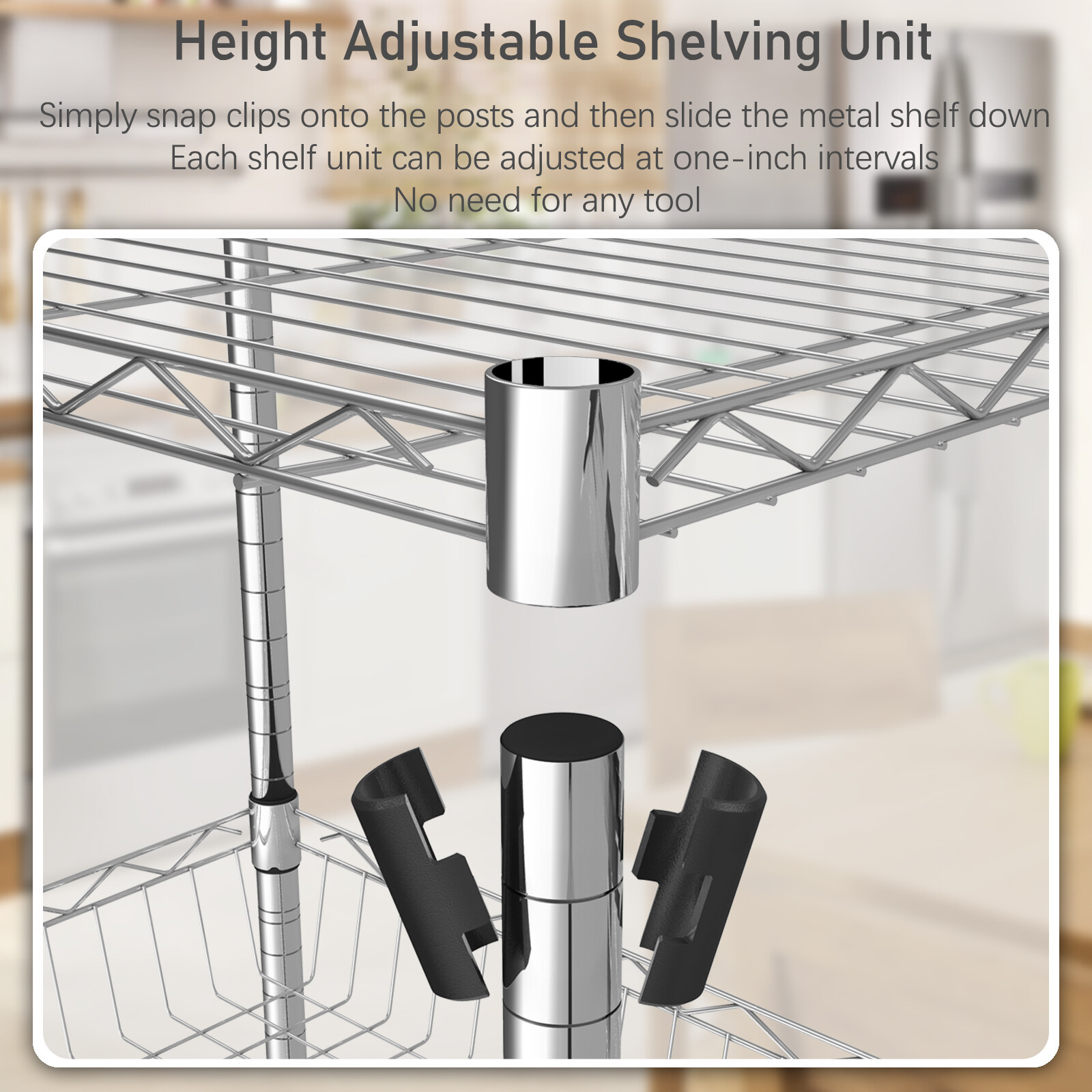 Goplus 3Tier Utility Cart Heavy Duty Wire Rolling Cart Kitchen Storage