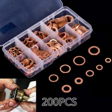 200pcs Engine Oil Drain Plug Copper Crush Washer Seal O-Ring Gasket 9 Sizes Box