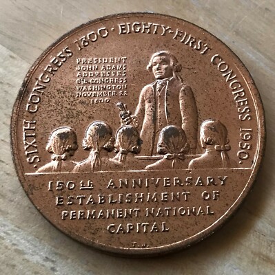 Washington National Capital Sesquicentennial 1800-1950 MEDAL | eBay