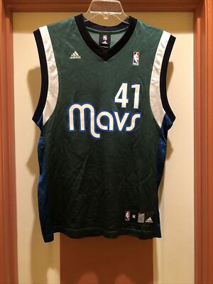 Dirk Nowitzki Rare Green (M) Adidas Dallas Mavericks Jersey