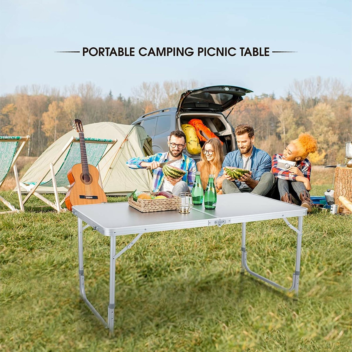 4ft Aluminum Camping Folding Table Portable Office Camping Picnic