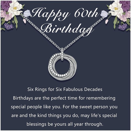 Necklace Pendant Silver 6 Rings 60th 