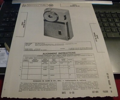 S0NY PORTABLE AM RECEIVER MODEL: TR-63 (SAMS PHOTOFACT 409-16)