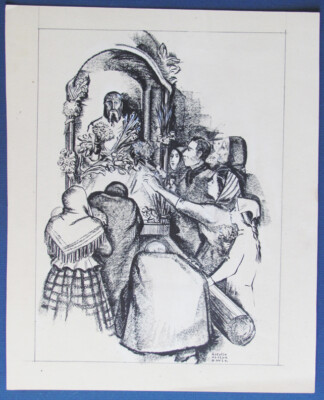 Modernist Lithograph Print NATALIE HARLAN DAVIS  NYC Washington DC Philadelphia