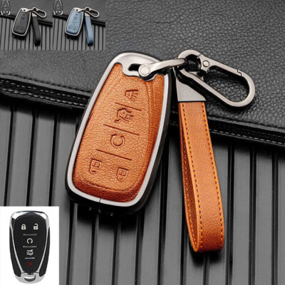 Alloy Leather Car Key Fob Case Cover For Chevy Cruze Malibu Equinox Camaro US