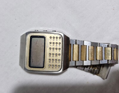 Vintage Seiko Calculator Watch Men Gold Tone Day Date C153-5007