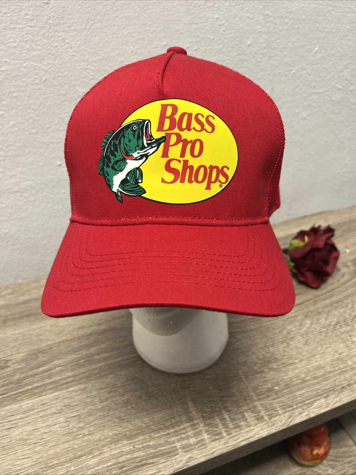 Bass Pro Shops Hat Red Outdoor Trucker Mesh Cap SnapBack