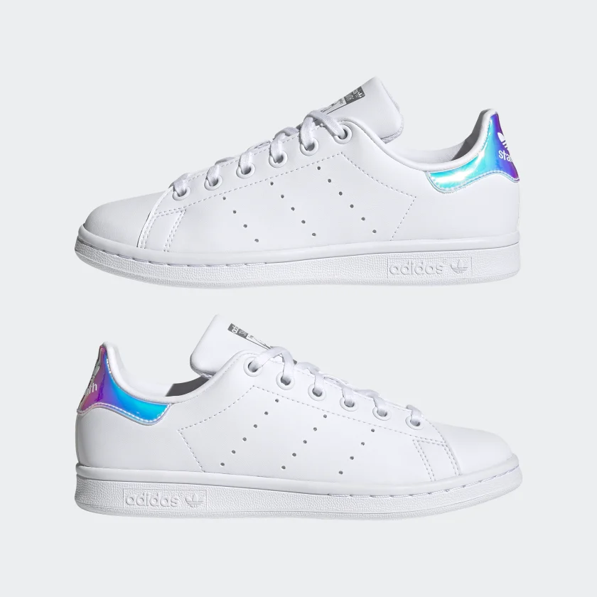 SAOLA Adidas Originals Stan Smith Junior Sneakers Bianco Argento Metallizzato 4.5 (FX7521)