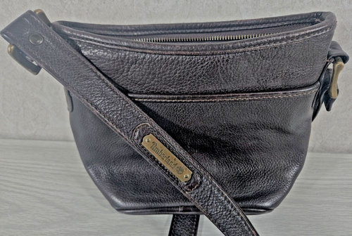 Timberland Leather Crossbody Bag Strap Pouch Handbag BROWN Vintage 90s - Picture 2 of 10