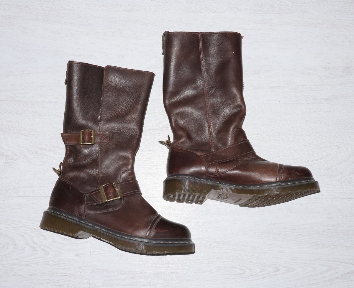 DR.MARTENS Womens Brown Shearling Leather Kathleena Boots Size 