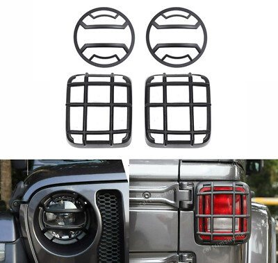 Headlight&Rear Tail Light Lamp Cover Guard Trim For Jeep Wrangler JL 2018+ Black