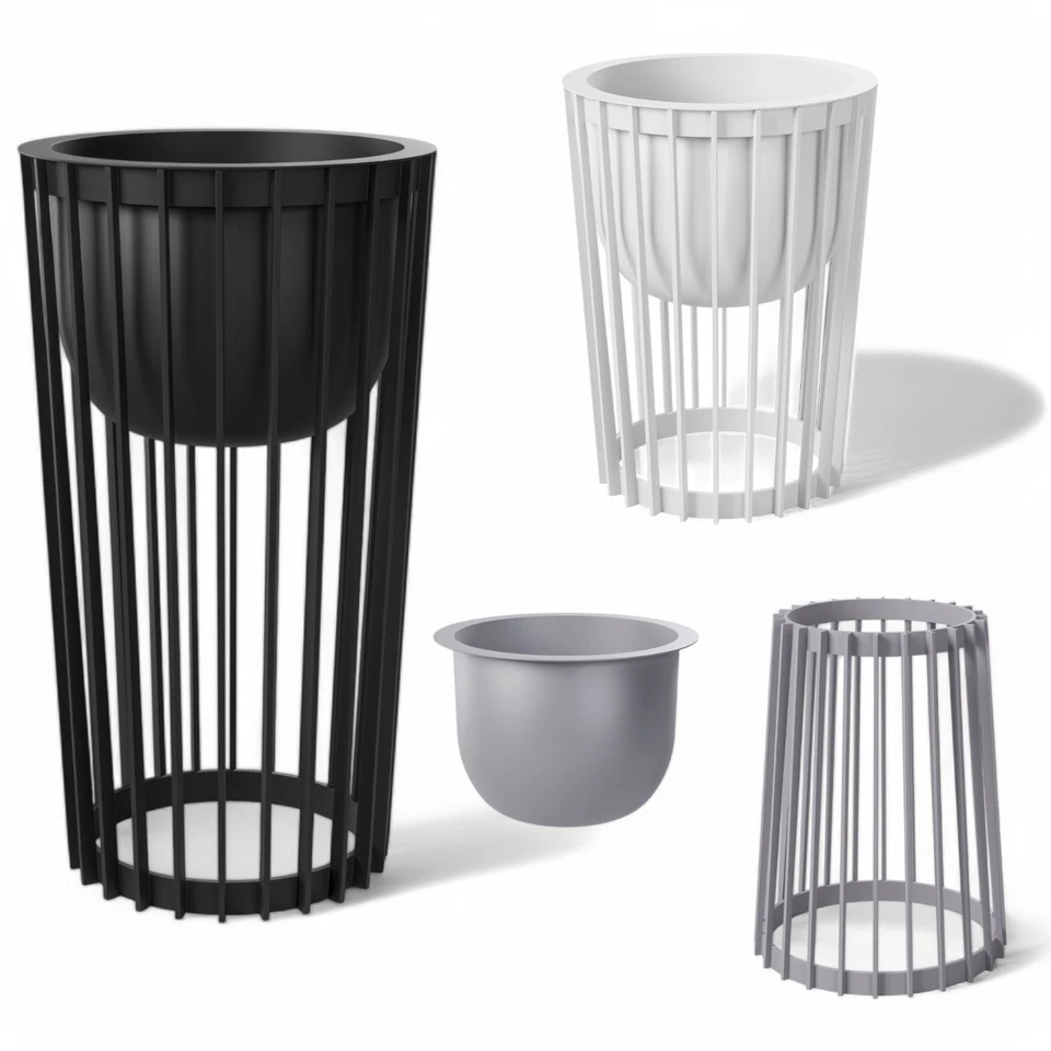 Blumenkübel Rund Einsatz Blumentopf Design & Ständer SET XL/XXL 3 Farben - Bild 2 von 4