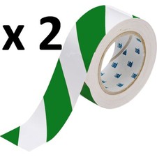 MOT Garage and Workshop Hazard warning tape 50mm x 30m - 2 Rolls Green & White