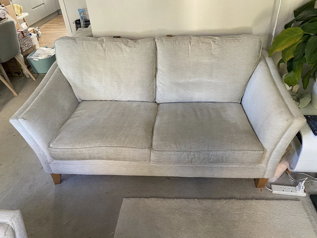 Laura Ashley Chenille herringbone 3 Seater Sofa Cream And Beige