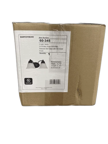 SATCO Empire 15 in. 2-Light Old Bronze Vanity Light with Alabaster Glass Shade - Picture 3 of 3