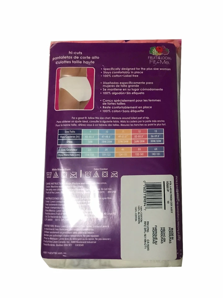 Paquete de 5 cortes altos de algodón para mujer Fit for Me® by Fruit of the Loom® 100 % algodón Foto 4 de 4