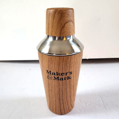 Makers Mark Bourbon Faux Wood Grain Stainless Steel Cocktail Shaker