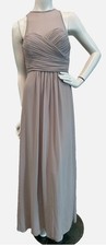 Bill Levkoff Prom Formal Dress Women Size 4 Grey Maxi Sleeveless Illusion EUC