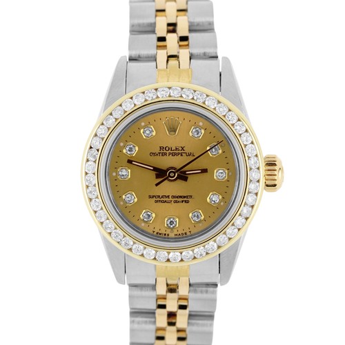 VINTAGE Rolex Oyster Perpetual Two-Tone Gold Champagne DIAMOND...