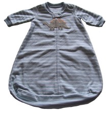 Carter's Blue White Stripe Fleece Long Sleeve Dinosaur Sleep Sack Bag 0-3M