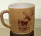 Vintage Federal Glass  Milk Alaska Coffee  Mt McKinley Moose Coffee Mug