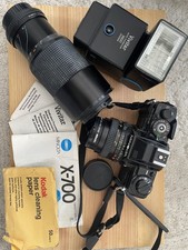Minolta X-700 35mm SLR Camera  50mm f/1.7  70-210mm Lens  Vivitar Flash works