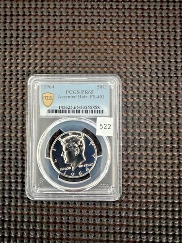1964 Kennedy Silver Half Dollar Accented Hair Proof PCGS PR65 GEM #522